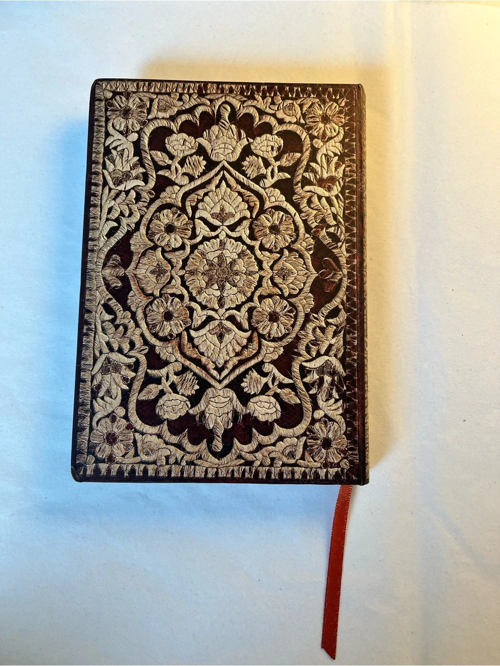 New Embossed Brown paper Journal with Cream Floral Design - Home Office Notebook